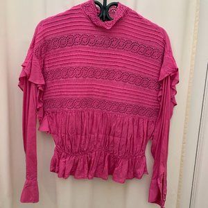 Free People Blouse with crochet panels